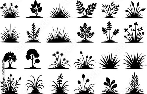 trees, nature, silhouette vector bundle