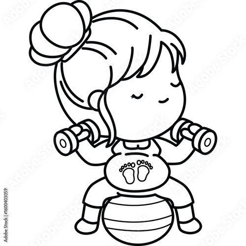 a vector of a pregnant woman exercising