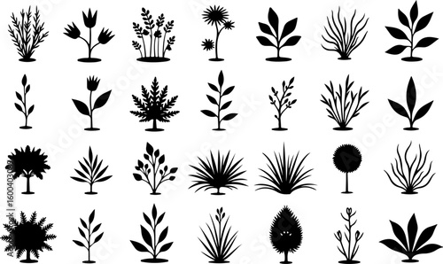 trees, nature, silhouette vector bundle
