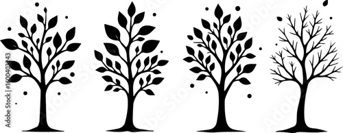 trees, nature, silhouette vector bundle
