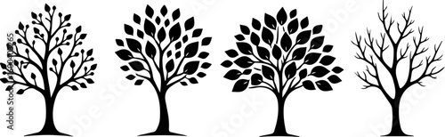 trees, nature, silhouette vector bundle