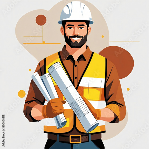 construction worker with blueprint