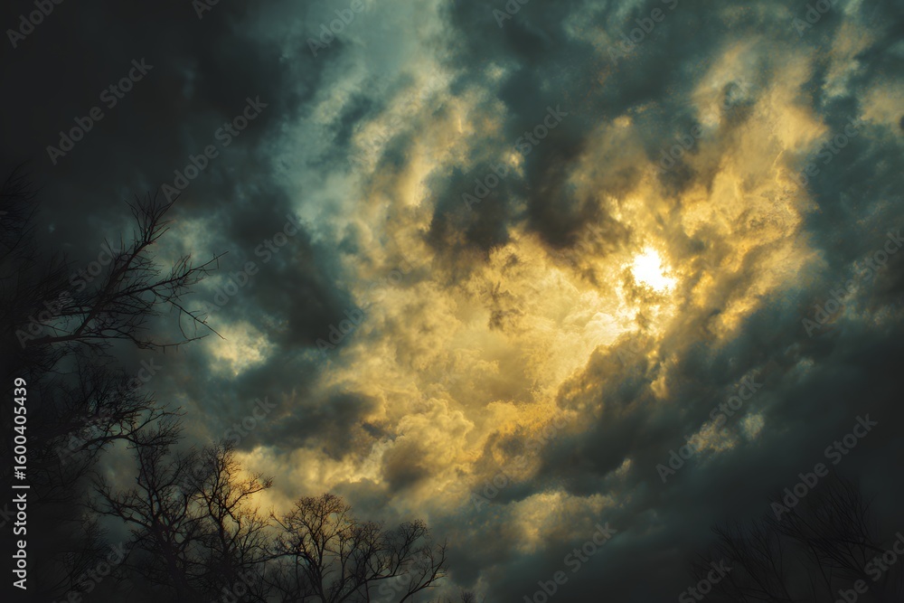 Naklejka premium Dramatic Sky with Golden Light