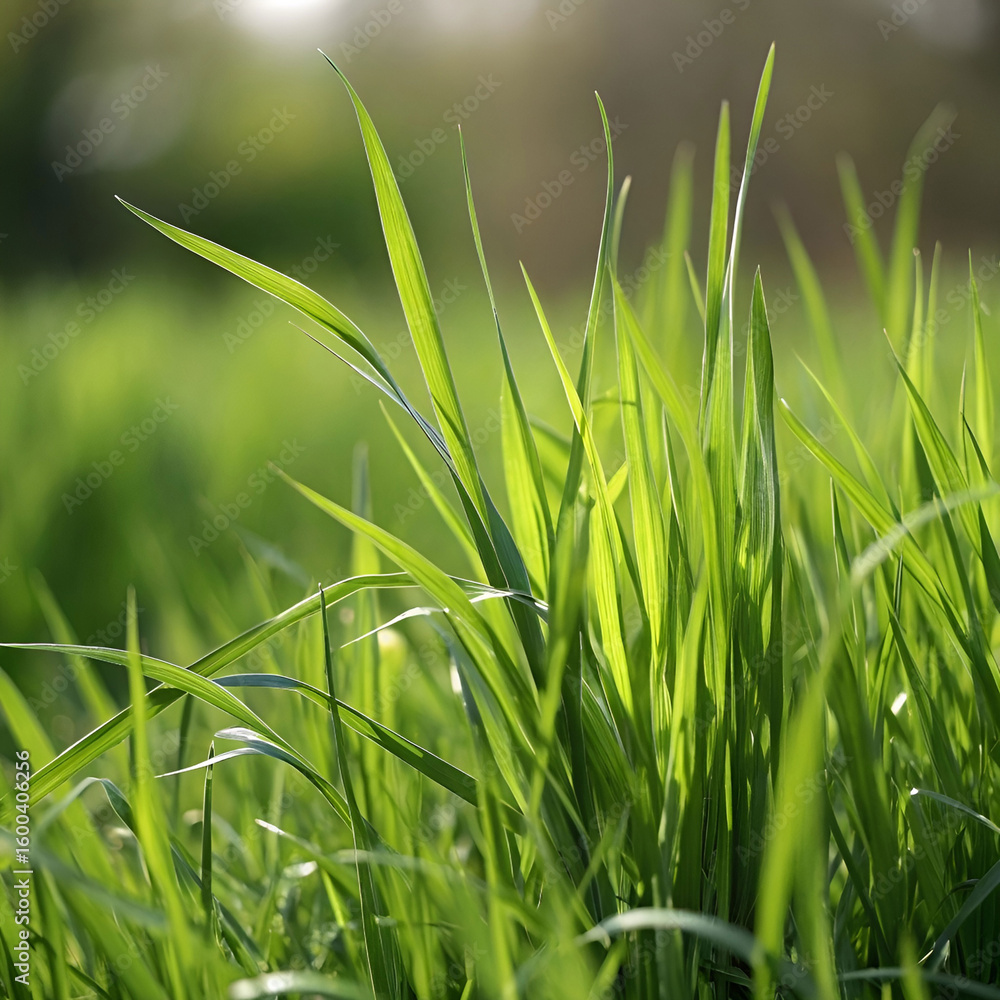 Fototapeta premium Lush, vibrant green grass texture forming a seamless pattern.