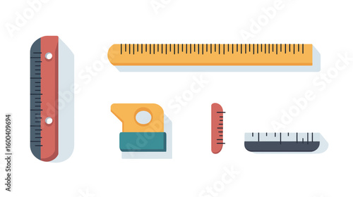 Measuring tool ruler vector graphic design on white background, featuring a precise linear scale used for measuring length and dimensions, ideal for engineering, drafting, education, construction