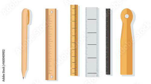 Measuring tool ruler vector graphic design on white background, featuring a precise linear scale used for measuring length and dimensions, ideal for engineering, drafting, education, construction