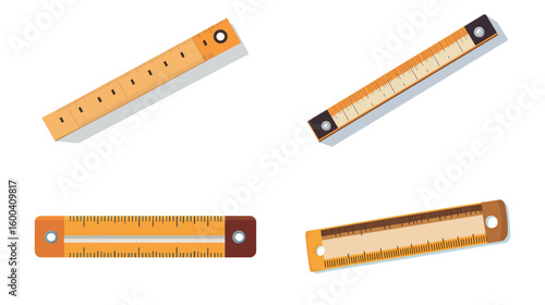 Measuring tool ruler vector graphic design on white background, featuring a precise linear scale used for measuring length and dimensions, ideal for engineering, drafting, education, construction