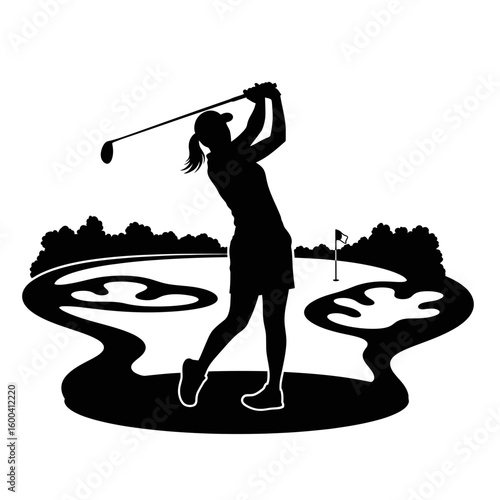 Male Golf Player on Professional Golf Course Silhouette: Precision & Leisure
