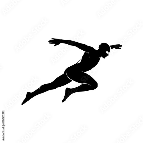 Dynamic Freestyle Swimming Sprint Silhouette: Speed, Power & Aquatic Sport