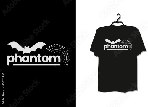 Phantom spectral echos bat logo badge t-shirt design graphic