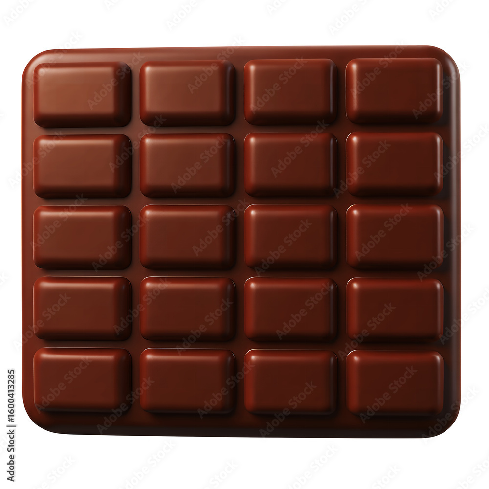 Obraz premium A full chocolate bar with twenty four squares against on transparent background