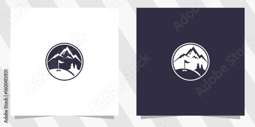 Mountain golf club logo emblem circle simple minimalist