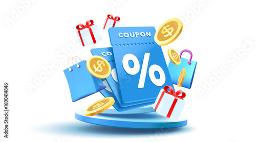 Coupon special voucher banner, event flyer. Vector illustration