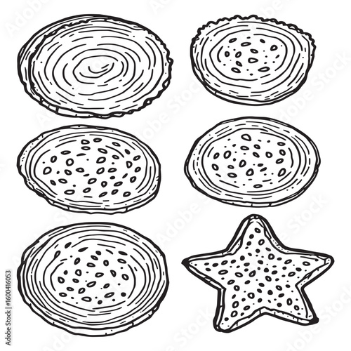 Salami line art; rich flavorful meat enticing senses