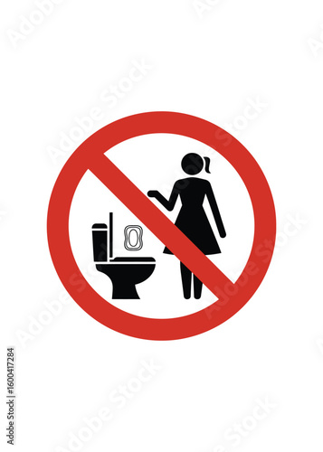 Do not flush feminine hygiene products down the toilet sign symbol