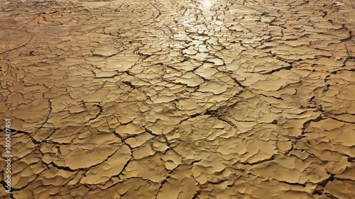 Cracked desert floor reflecting sunlight