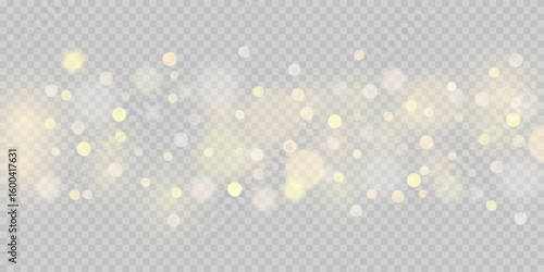 Golden Bokeh Light Particles on Transparent Background