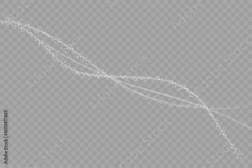 Elegant Twisting Sparkle Trail with Light Particles on Transparent Background 