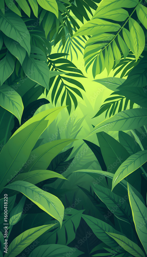 Obraz premium tropical jungle foliage, green nature background, green leaf. White tone