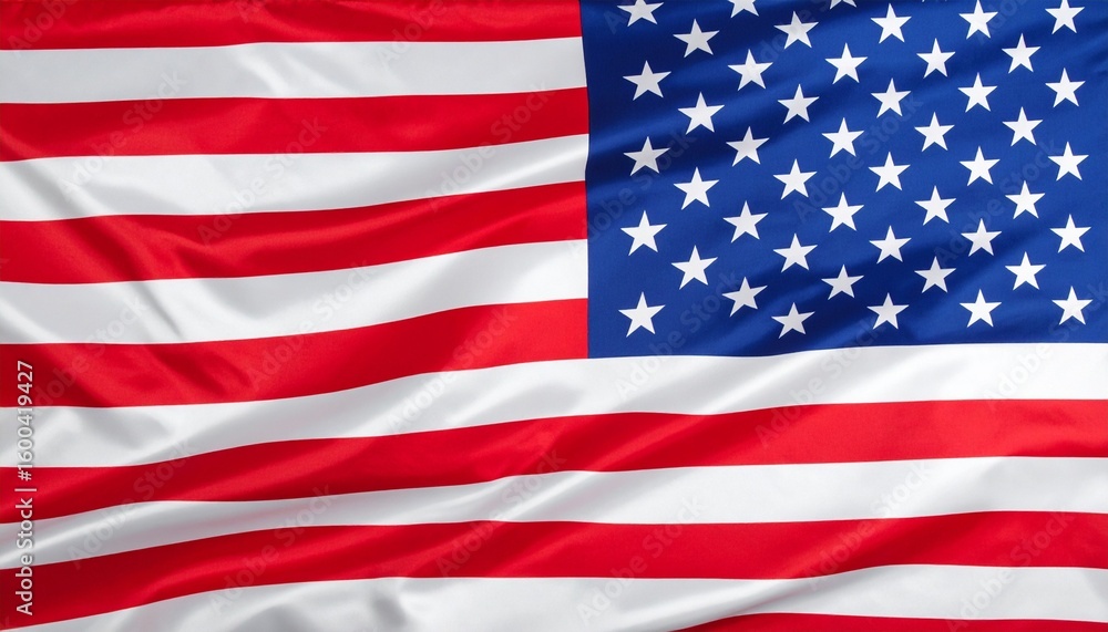 Fototapeta premium United States flag with thirteen red and white stripes and blue field with fifty white stars