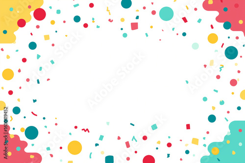 Festive Confetti and Ribbon Background with Blank Space in Center for Celebration and Party Design
