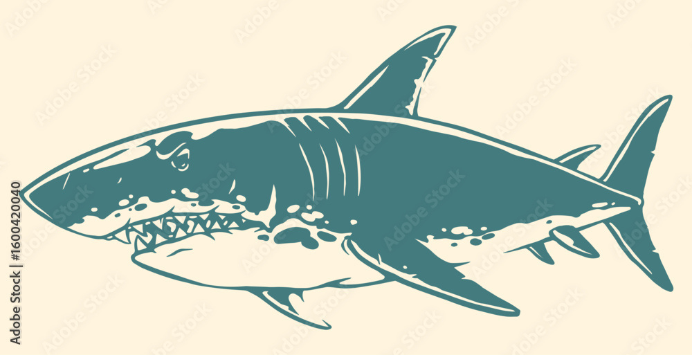 Fototapeta premium Shark swimming gracefully illustrated