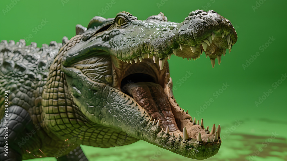Fototapeta premium deinosuchus giant prehistoric crocodile on green screen background
