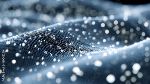 Microscopic details of ultrathin solar cloth reveal sintered silver particles forming a conductive layer, emphasizing precision bonding in renewable energy technology