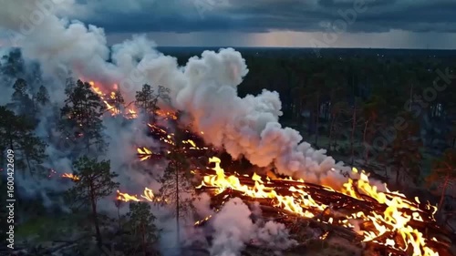 Wallpaper Mural Aerial view of dramatic of fire in the forest Torontodigital.ca