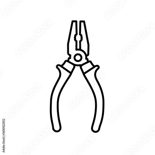 Line art of pliers in minimalistic style on white background  