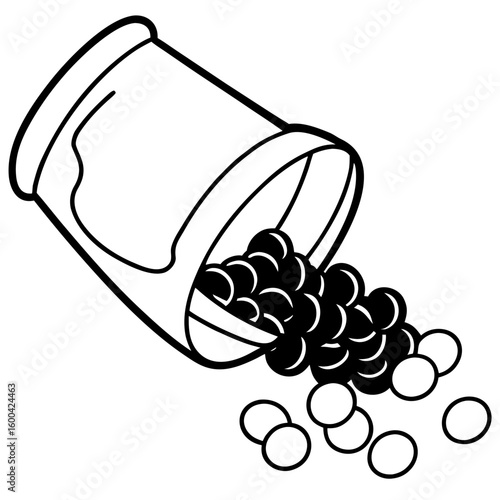 Candy spilling  out line art vector illustration