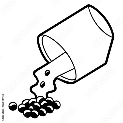 Candy spilling  out line art vector illustration