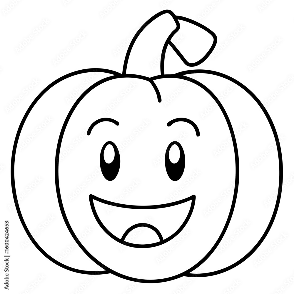 Obraz premium Smiling pumpkin line art vector illustration
