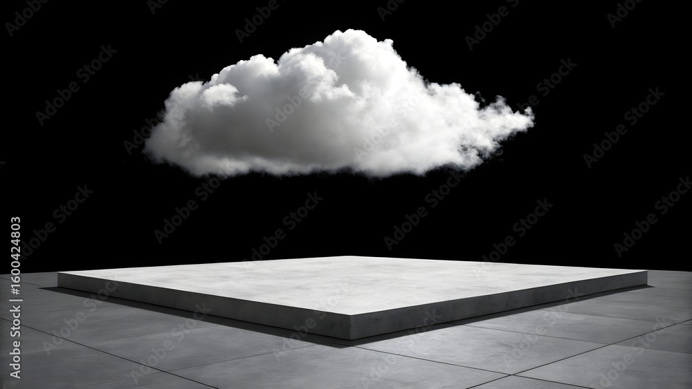 Minimalist White Cloud on Grey Platform Minimalist White Cloud on Grey Platform
