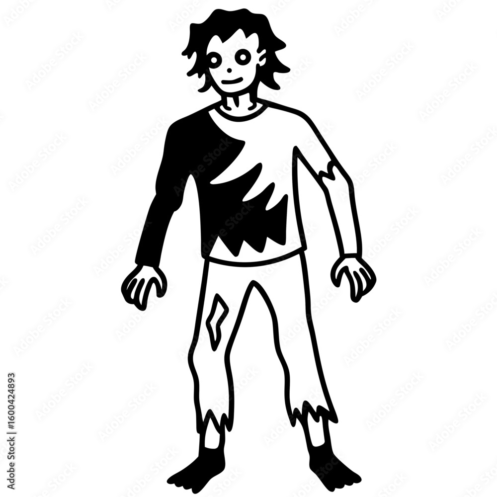 Fototapeta premium Torn zombie clothes line art vector illustration