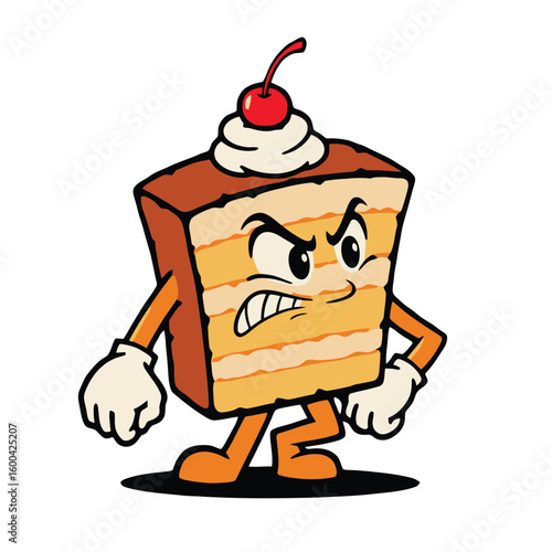 Angry Cake Slice Cartoon Vector