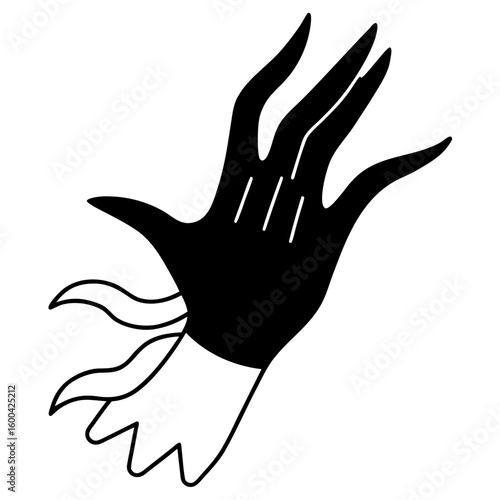 Witch hand line art vector illustration 