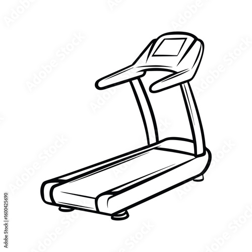 Modern treadmill machine silhouette isolated on white background exercise fitness