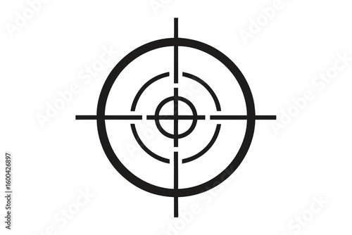 Precision aiming crosshair symbol for focus, strategy, and target acquisition in business and design projects, conveying accuracy and goal achievement with a clean, modern aesthetic.