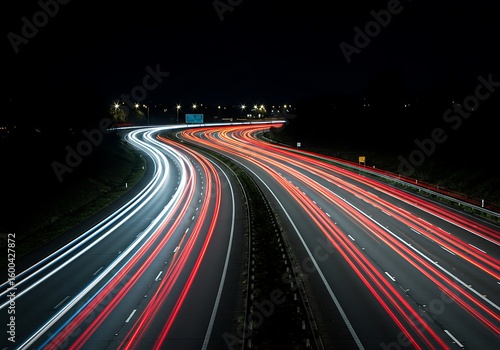 Wallpaper Mural Long exposure shot of car light trails on a highway at night, showing motion and speed. Torontodigital.ca
