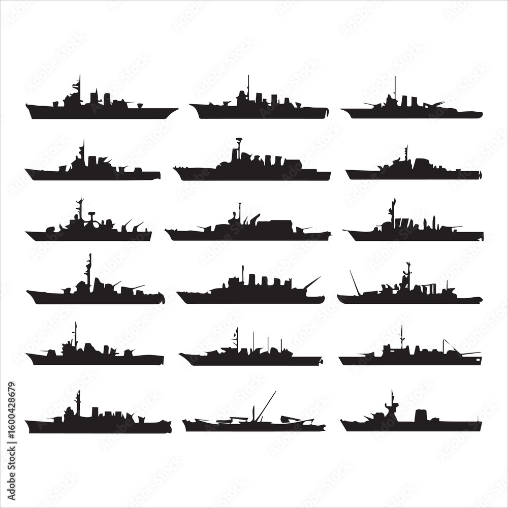Fototapeta premium ship silhouettes set
