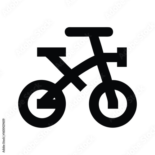 Simple black and white bicycle illustration on white background