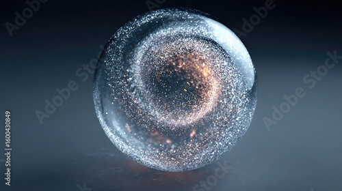 Abstract sphere, swirling particles