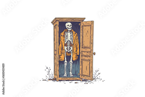 Skeleton in the closet isolated
