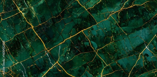 Luxurious dark green marble seamless pattern featuring intricate gold veins, showcasing high resolution and rich texture for elegant design.