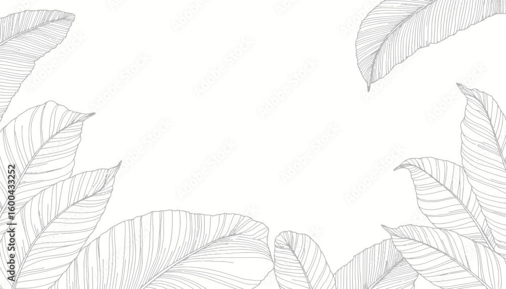 Obraz premium Sketch of leaves on white background in minimalistic style 