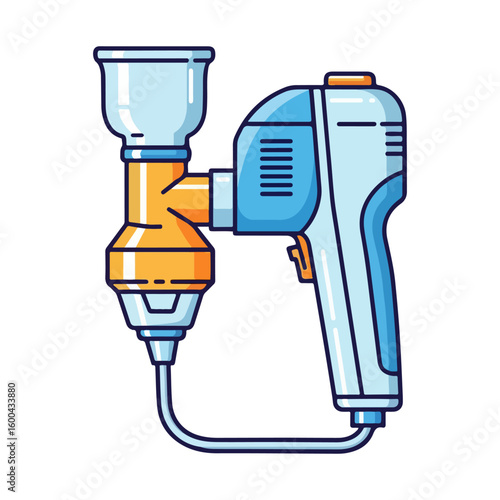 Cartoon nebulizer tool. Colored cartoon with line art and white background. AI generated image.