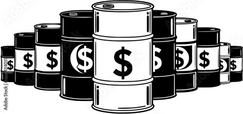 Barrel of oil with dollar symbol - vector
