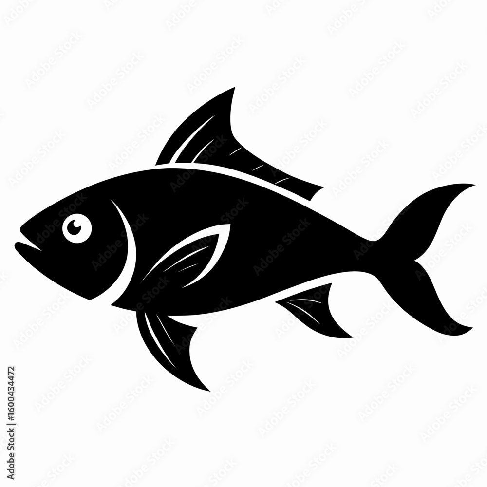 Obraz premium Minimalist Black Fish Vector
