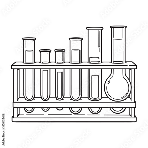 Tube Rack line art lab bench tube rack piece